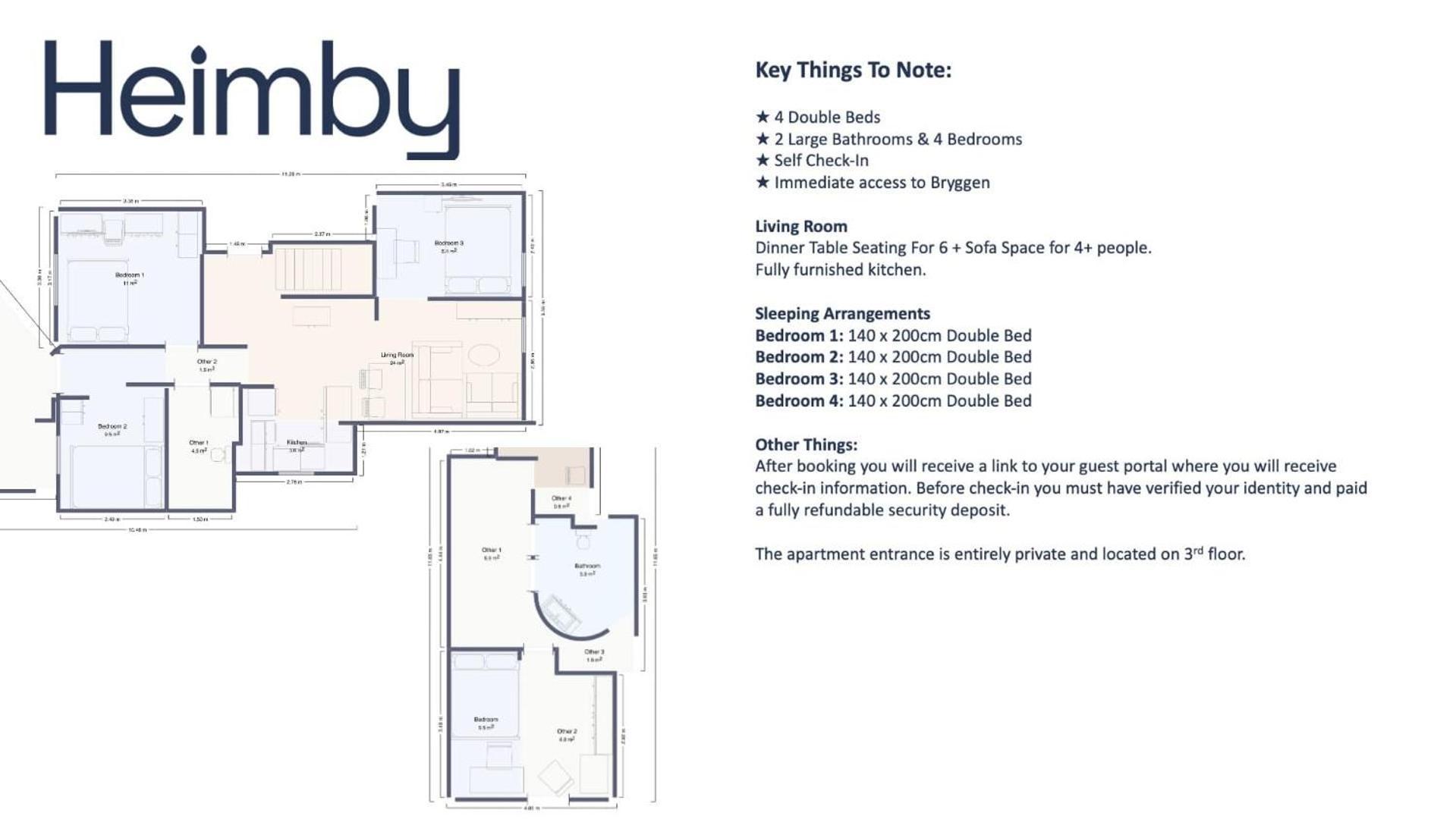Apartment Penthouse at Heart of Bergen - Four bed 2 bath *